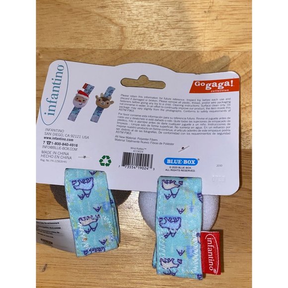 Infantino Go gaga! Santa & Rudolph Reindeer Baby Christmas Holiday Wrist Rattle - Picture 3 of 3